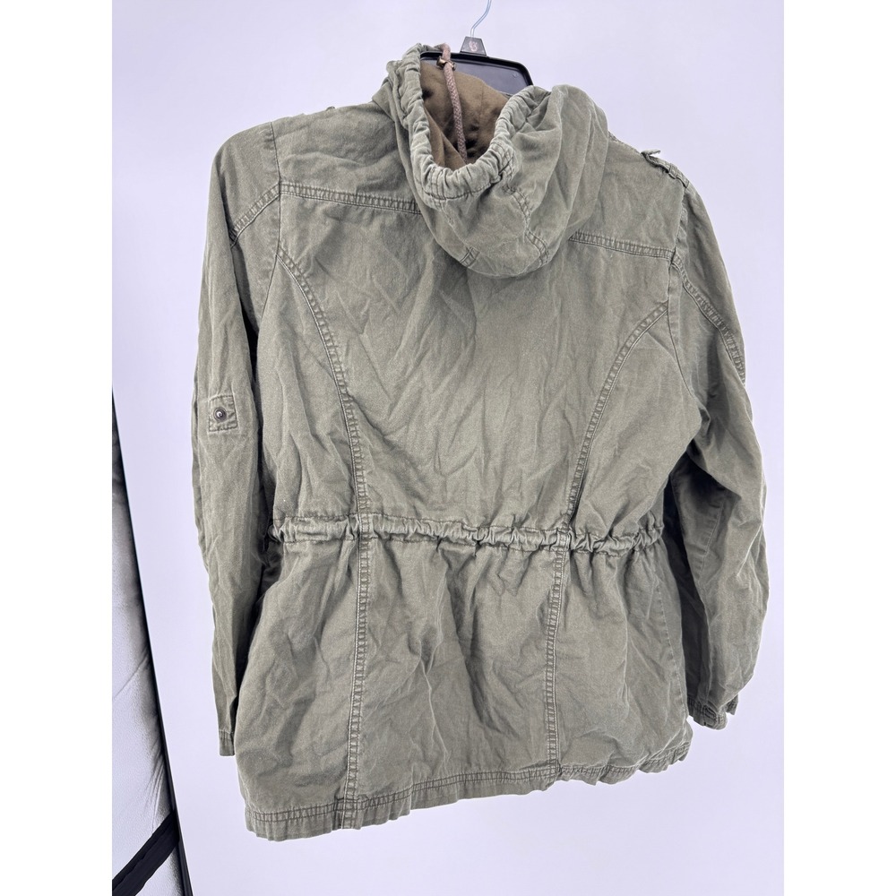 Made by Johnny Womens Olive Green Utility Jacket Hoodie Drawstring Waist Size XL - Picture 10 of 16